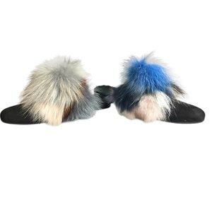 Stuart Weitzmen Women’s Furgetit Fox Fur Slides / Mules Size 7